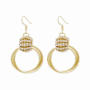 Earrings personality circle earrings 925 silver needle net red diamond ear hook